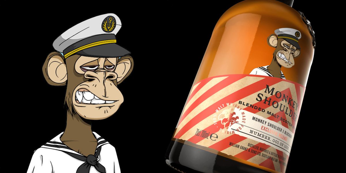 Le whisky Monkey Shoulder lance des bouteilles + NFT en collaboration avec Bored Ape Yacht Club & Blockbar